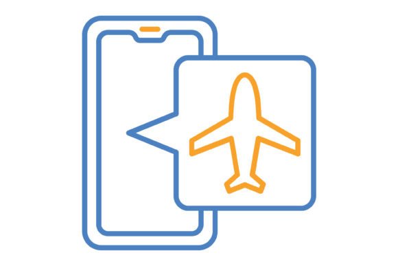 Enhance Your Digital Interface with the Airplane Mode Blue Orange Line Icon