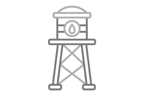 Water Tower Greyscale Line Icon: A Design Essential